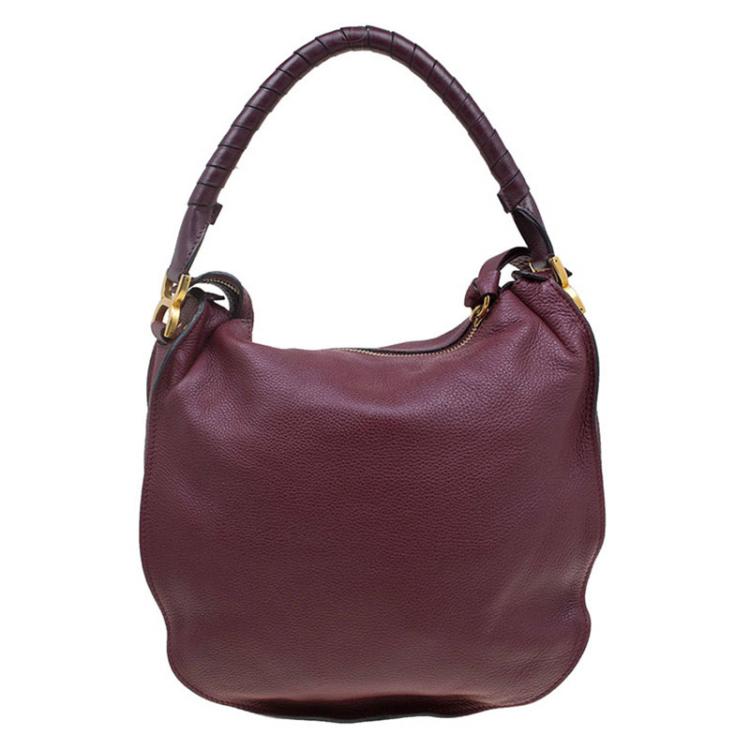 Pre Owned Chloe Burgundy Leather Medium Marcie Hobo