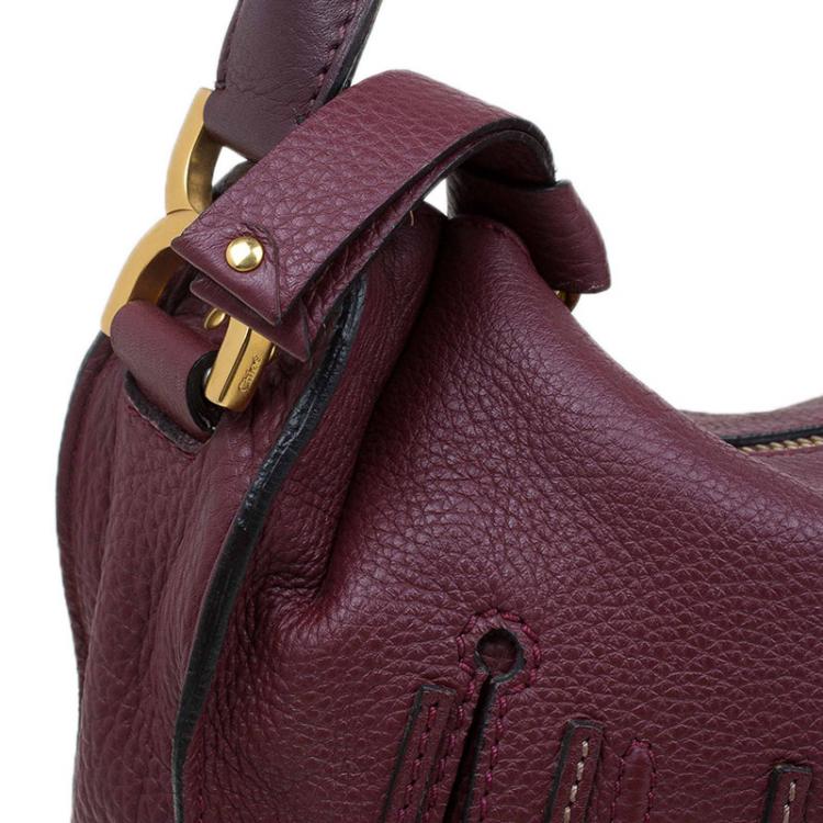 Pre Owned Chloe Burgundy Leather Medium Marcie Hobo