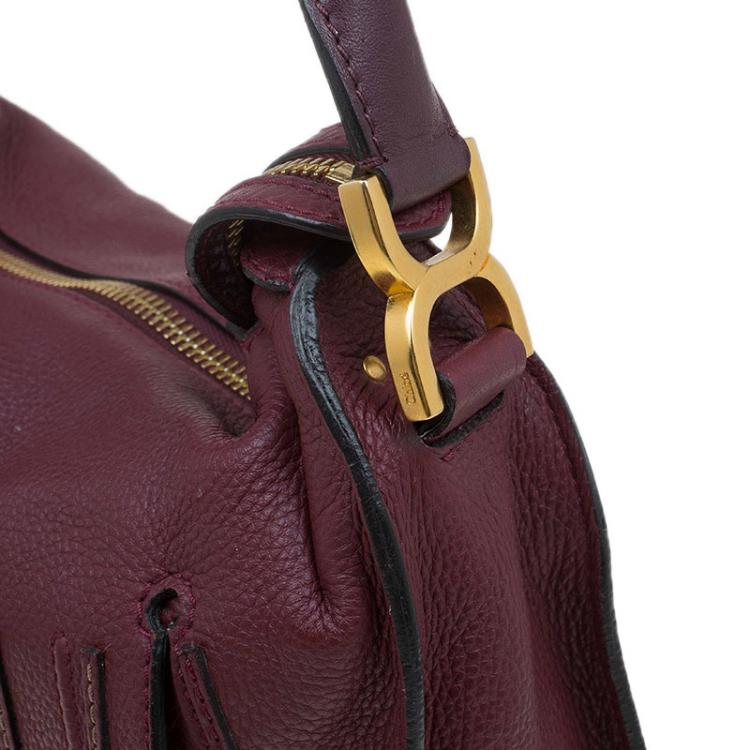 Pre Owned Chloe Burgundy Leather Medium Marcie Hobo