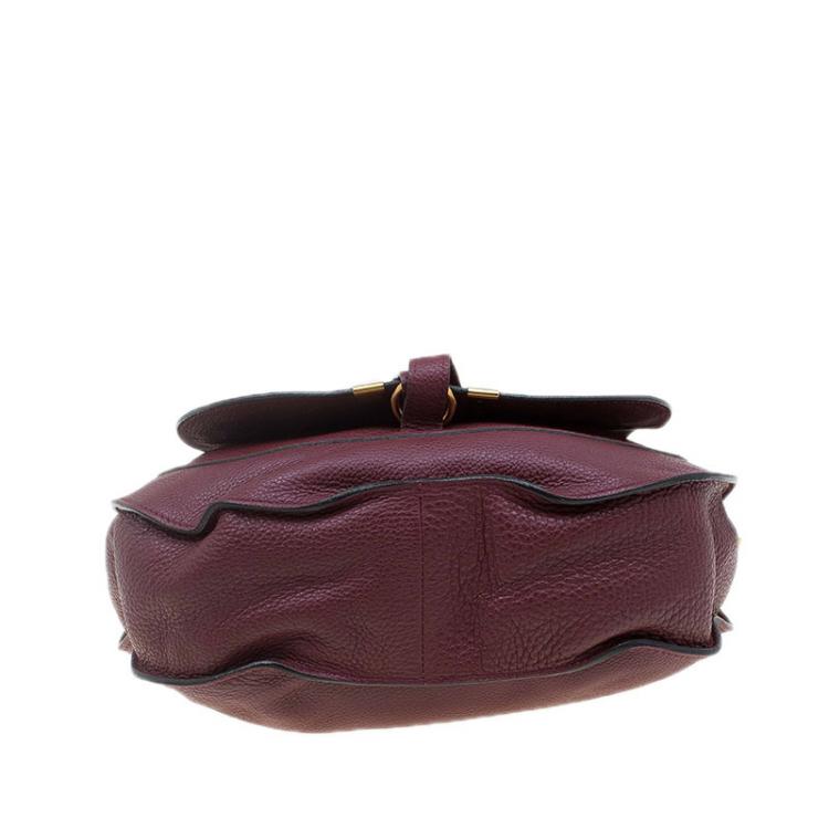 Pre Owned Chloe Burgundy Leather Medium Marcie Hobo