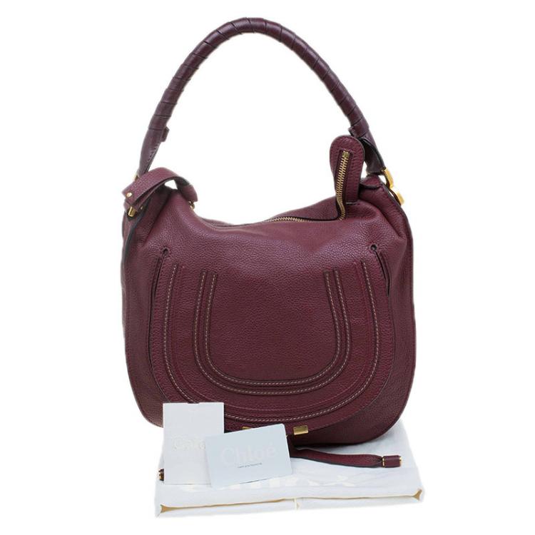 Pre Owned Chloe Burgundy Leather Medium Marcie Hobo
