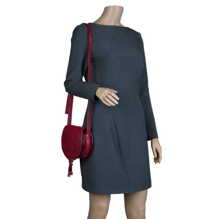 Pre Owned Chloe Red Leather Mini Marcie Crossbody Bag