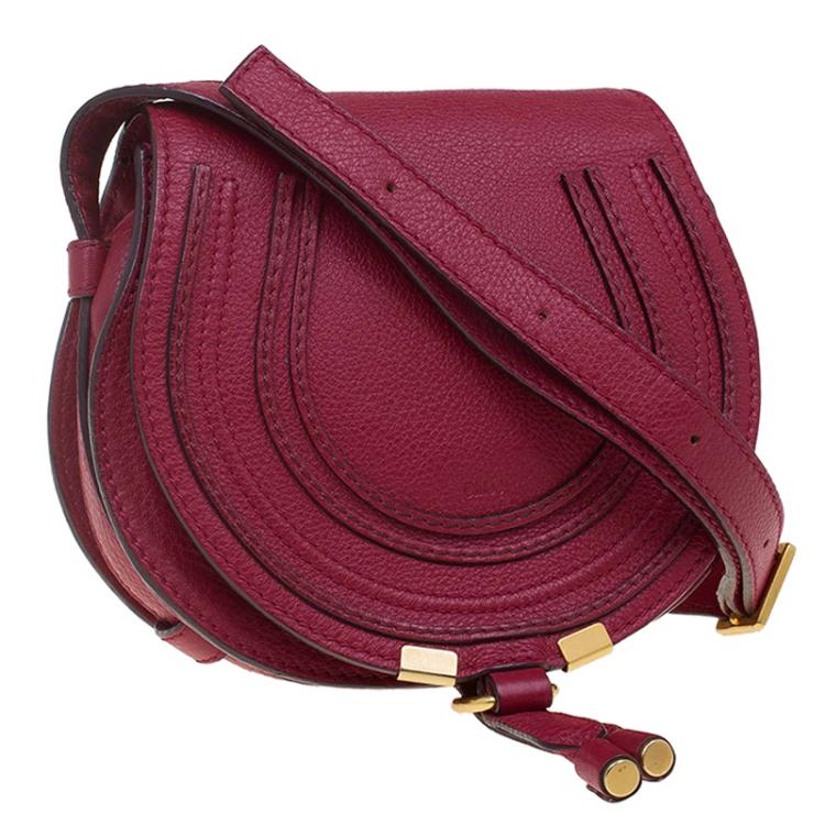 Pre Owned Chloe Red Leather Mini Marcie Crossbody Bag