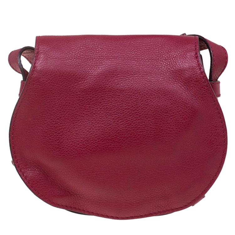 Pre Owned Chloe Red Leather Mini Marcie Crossbody Bag