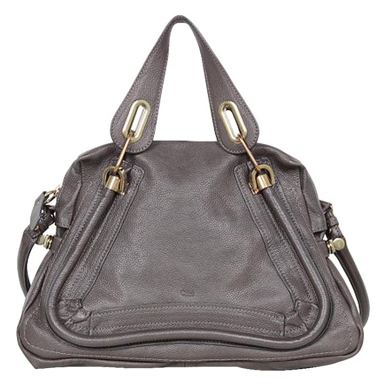 Pre Owned Chloe Grey Leather Paraty Bag