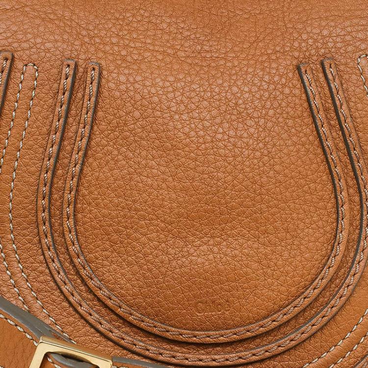 Pre Owned Chloe Brown Pebbled Leather Mini Marcie Crossbody Bag