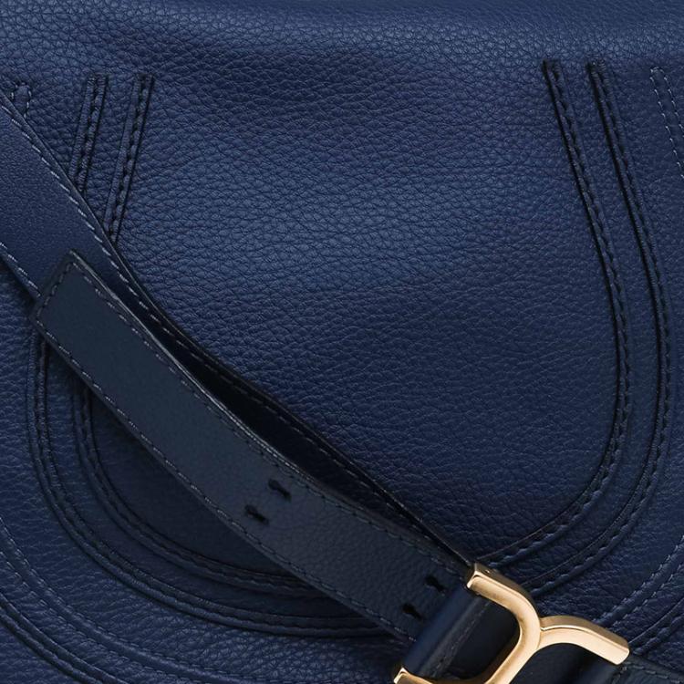 Pre Owned Chloe Blue Pebbled Leather Medium Marcie Crossbody Bag