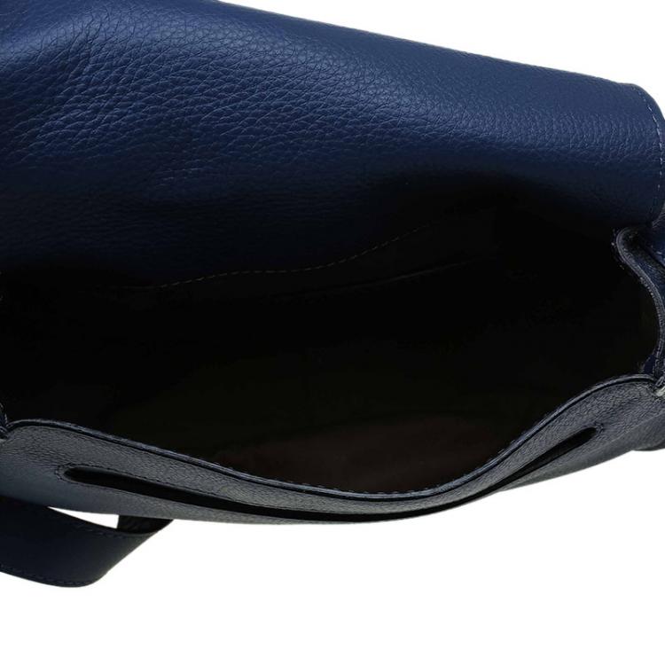 Pre Owned Chloe Blue Pebbled Leather Medium Marcie Crossbody Bag