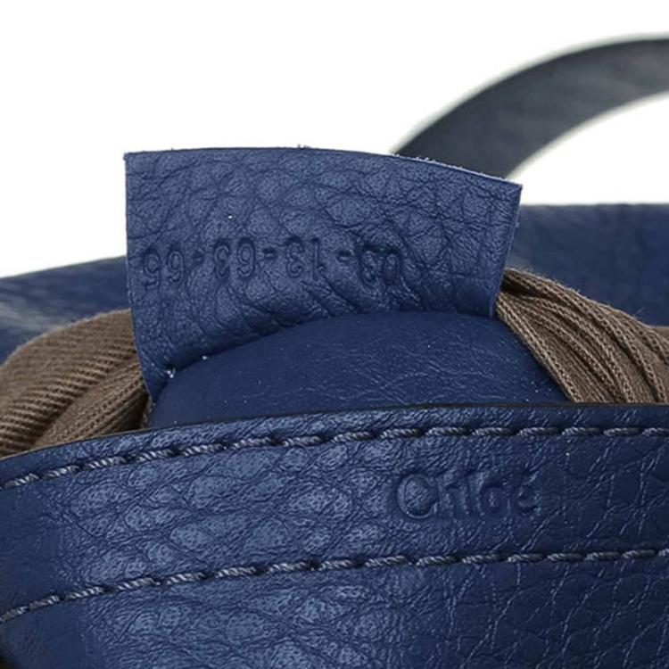 Pre Owned Chloe Blue Pebbled Leather Medium Marcie Crossbody Bag