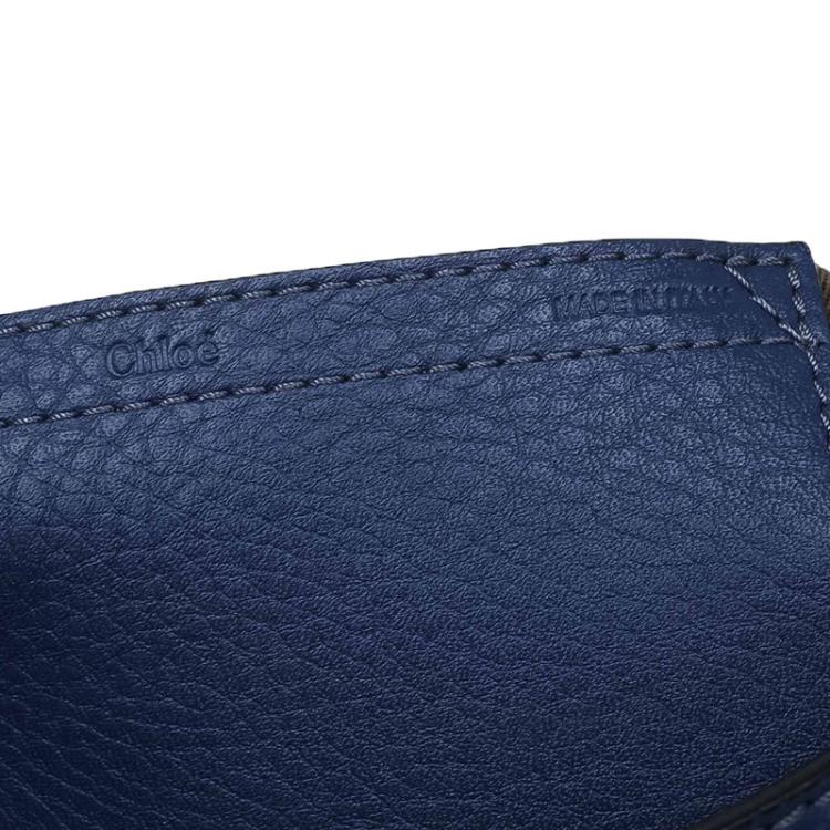 Pre Owned Chloe Blue Pebbled Leather Medium Marcie Crossbody Bag