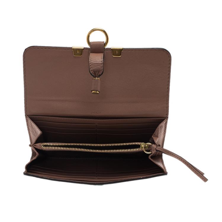 Pre Owned Chloe Brown Leather Marcie Long Wallet