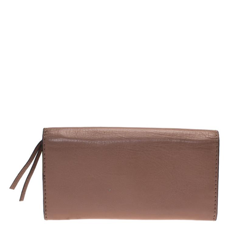 Pre Owned Chloe Brown Leather Marcie Long Wallet