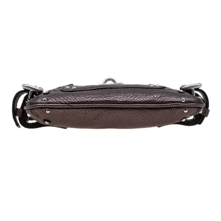 Pre Owned Chloe Metallic Grey Leather Paddington Clutch
