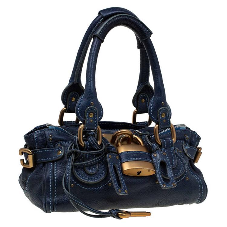 Pre Owned Chloe Blue Leather Mini Paddington Satchel