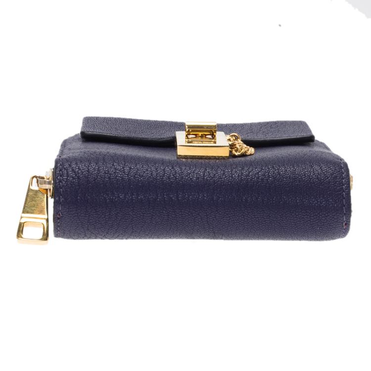 Pre Owned Chloe Purple Leather Drew Compact Wallet