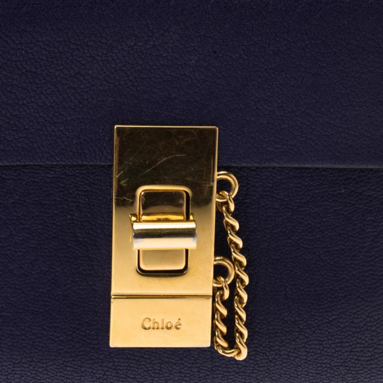 Pre Owned Chloe Purple Leather Drew Compact Wallet