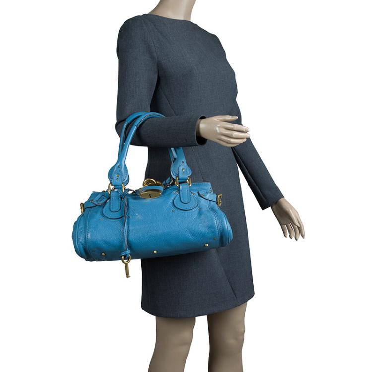 Pre Owned Chloe Blue Leather Medium Paddington Satchel