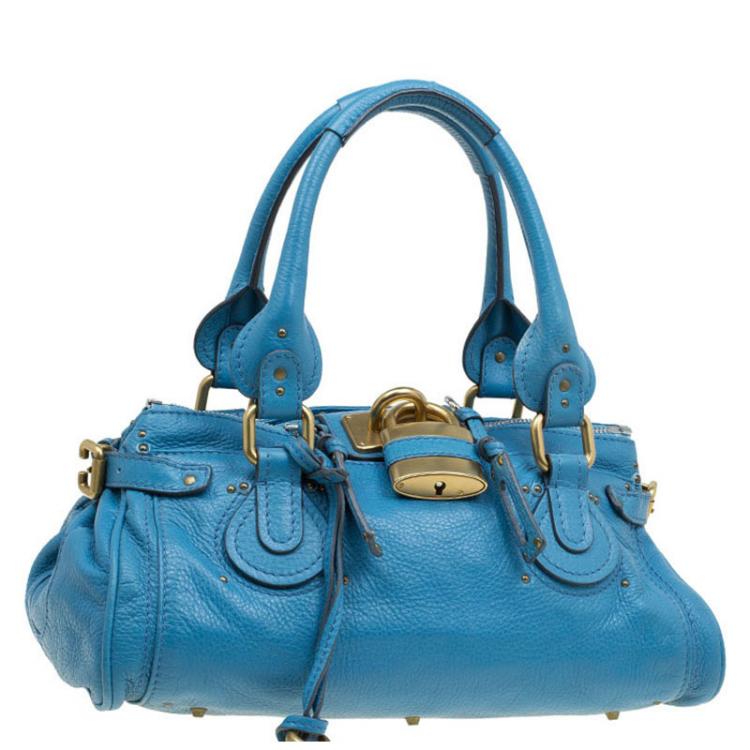 Pre Owned Chloe Blue Leather Medium Paddington Satchel