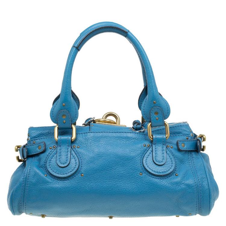 Pre Owned Chloe Blue Leather Medium Paddington Satchel