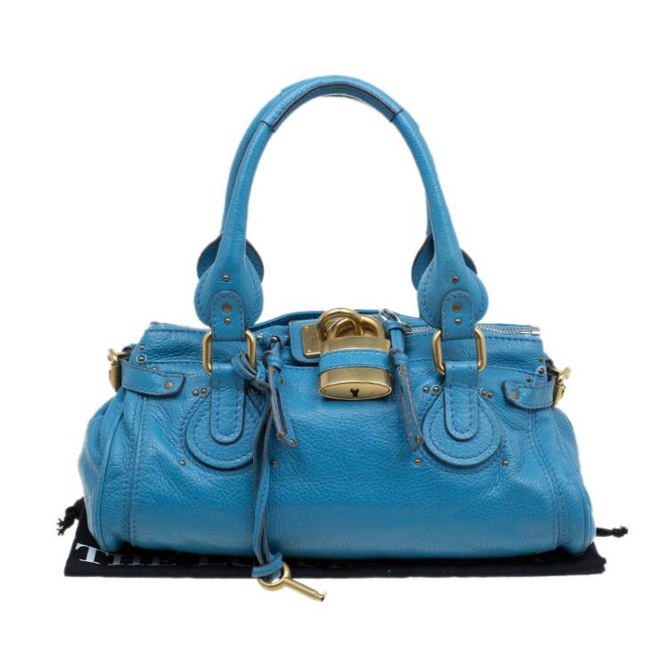 Pre Owned Chloe Blue Leather Medium Paddington Satchel