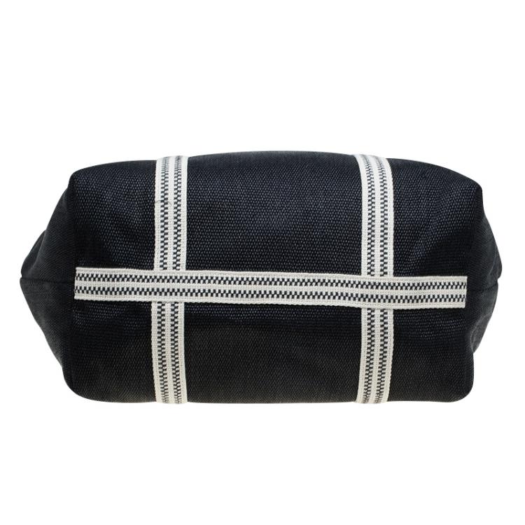 Pre Owned Chloe Black Woven Straw Large Beach Tote