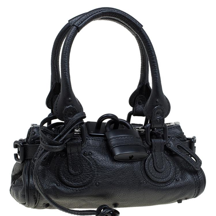Pre Owned Chloe Black Leather Mini Paddington Satchel
