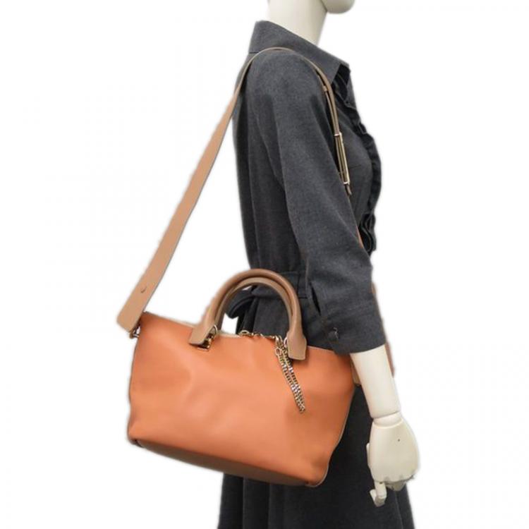 Pre Owned Chloe Orange Bi-Color Leather Baylee Tote