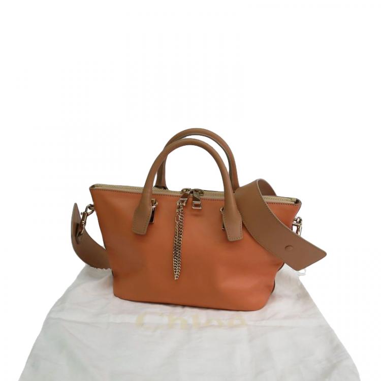 Pre Owned Chloe Orange Bi-Color Leather Baylee Tote