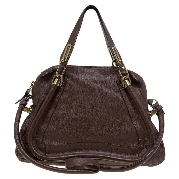 Pre Owned Chloe Brown Leather Medium Paraty Shoulder Bag