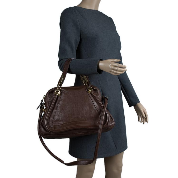 Pre Owned Chloe Brown Leather Medium Paraty Shoulder Bag