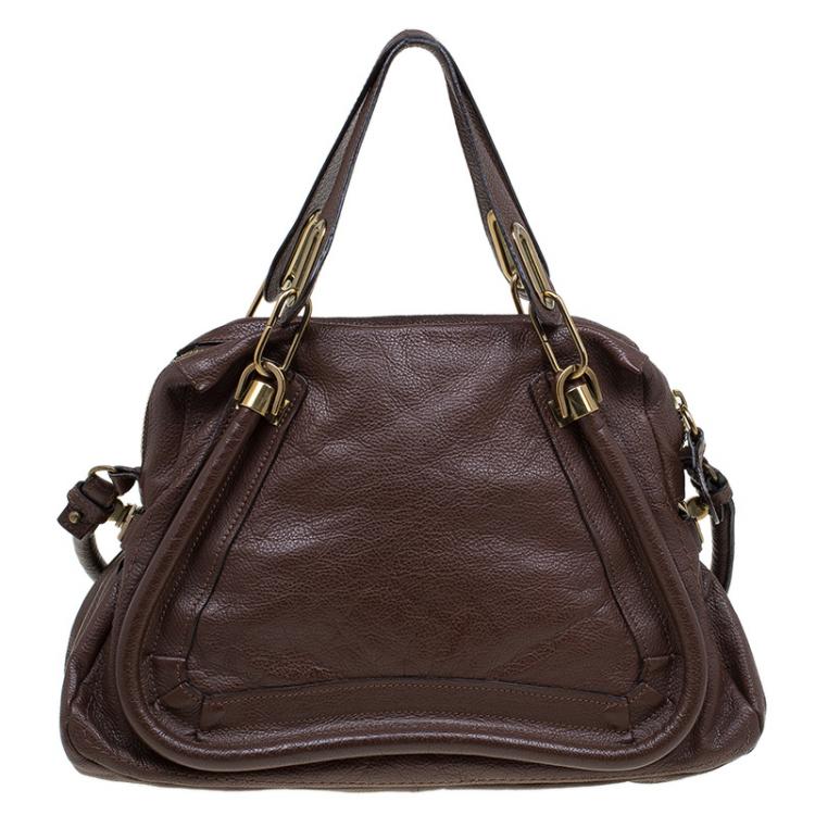 Pre Owned Chloe Brown Leather Medium Paraty Shoulder Bag