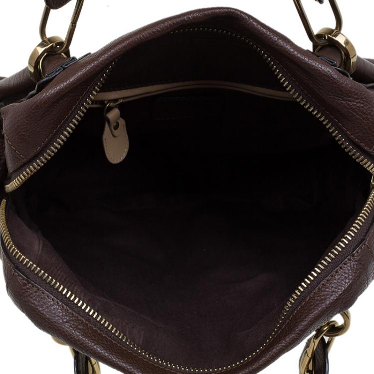 Pre Owned Chloe Brown Leather Medium Paraty Shoulder Bag