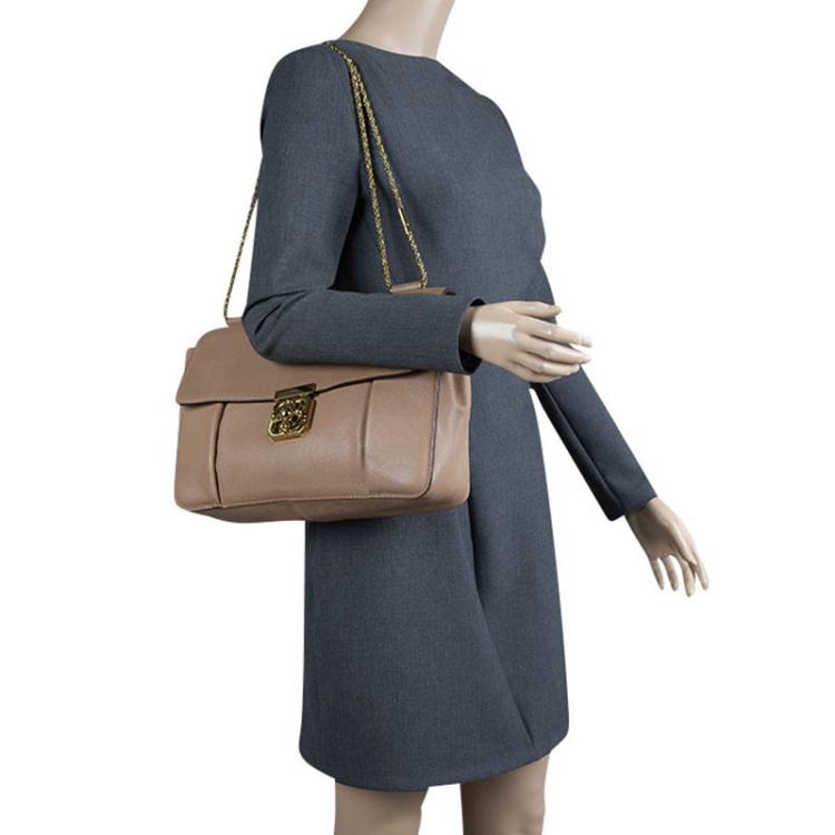 Pre Owned Chloe Brown Leather Large Elsie Shoulder Bag