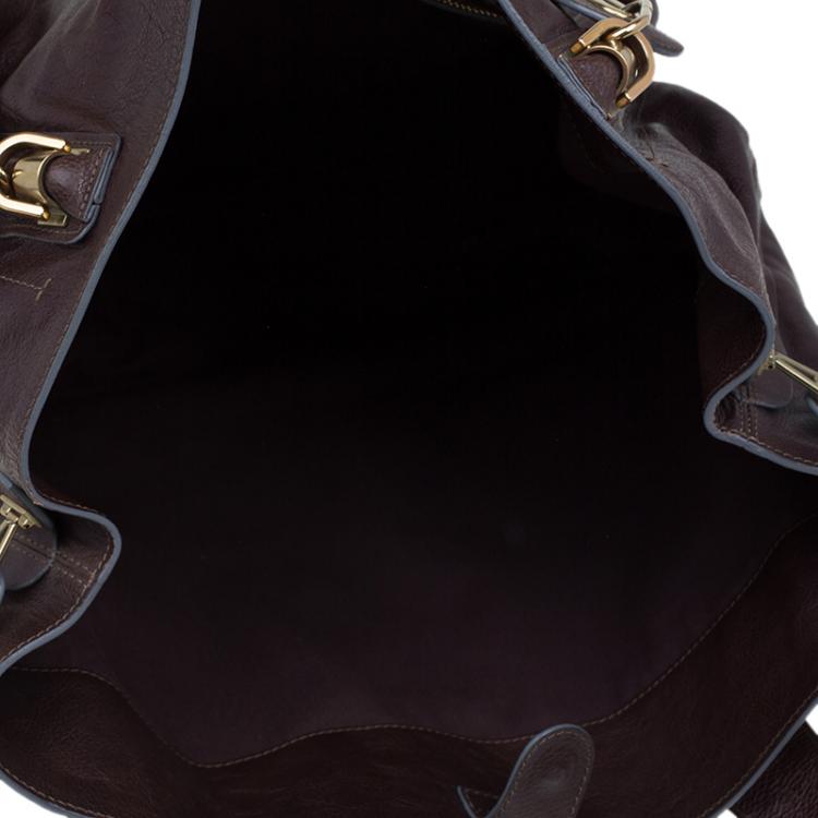 Pre Owned Chloe Dark Brown Leather Large Paraty Tote