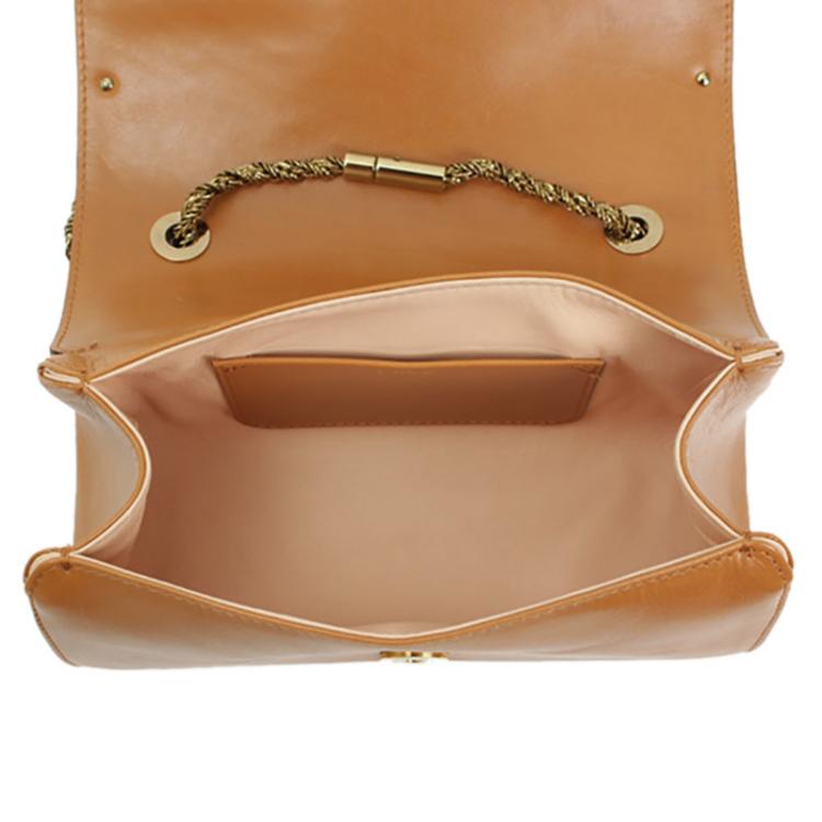 Pre Owned Chloe Brown Leather June Bow Chain Shoulder Bag