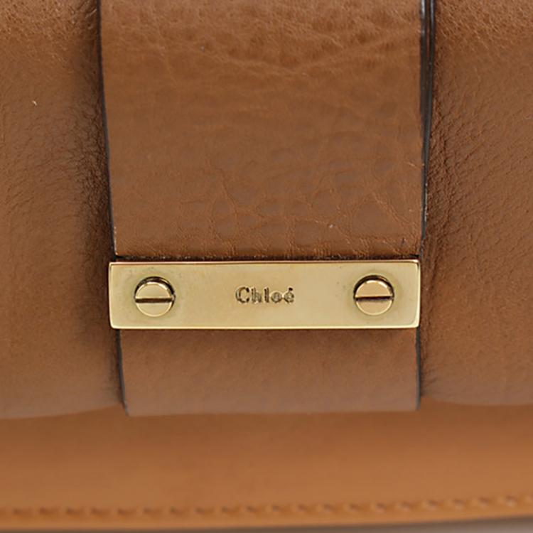 Pre Owned Chloe Brown Leather June Bow Chain Shoulder Bag