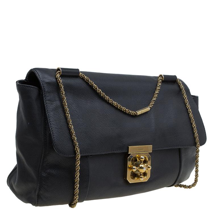 Pre Owned Chloe Black Leather Large Elsie Shoulder Bag