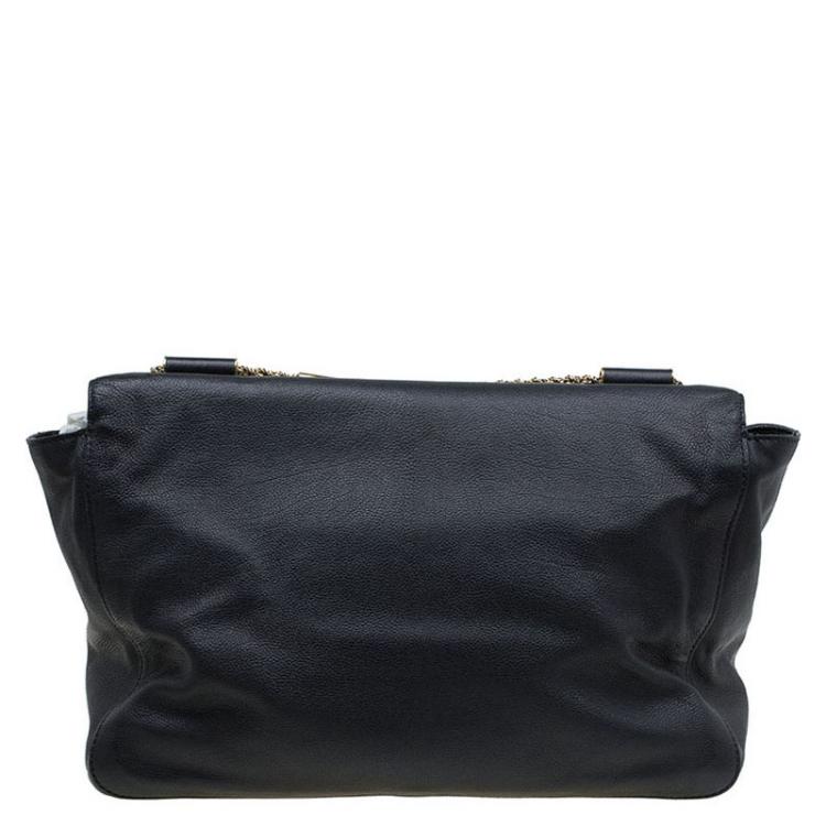 Pre Owned Chloe Black Leather Large Elsie Shoulder Bag