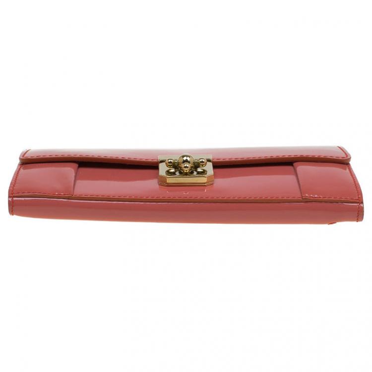 Pre Owned Chloe Coral Patent Leather Elsie Continental Wallet