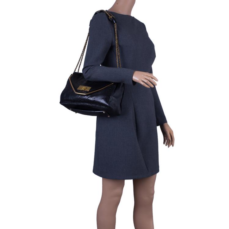 Pre Owned Chloe Black Python Medium Sally Shoulder Bag