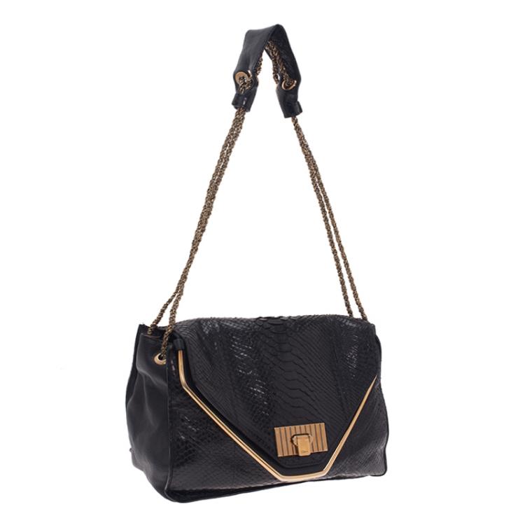 Pre Owned Chloe Black Python Medium Sally Shoulder Bag