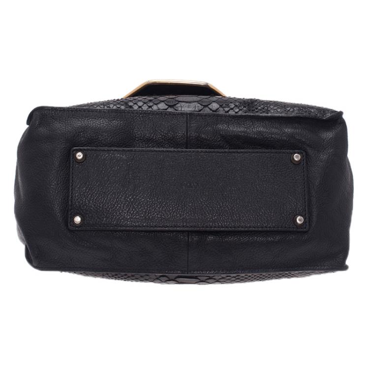 Pre Owned Chloe Black Python Medium Sally Shoulder Bag