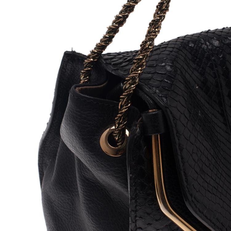 Pre Owned Chloe Black Python Medium Sally Shoulder Bag