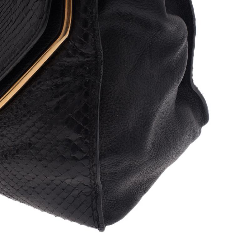 Pre Owned Chloe Black Python Medium Sally Shoulder Bag