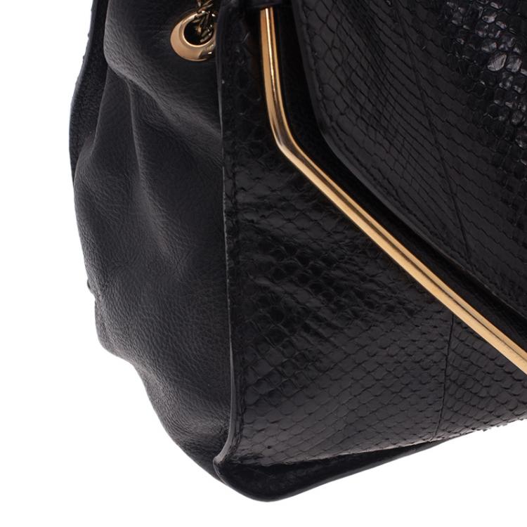 Pre Owned Chloe Black Python Medium Sally Shoulder Bag