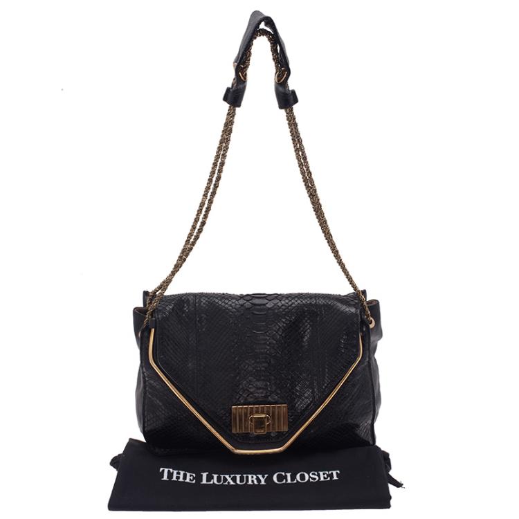 Pre Owned Chloe Black Python Medium Sally Shoulder Bag