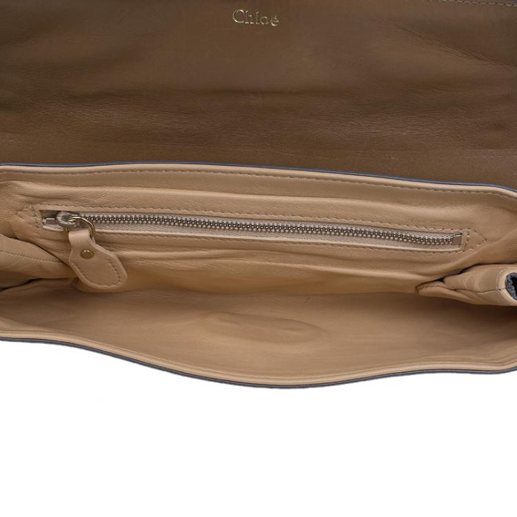 Pre Owned Chloe Fatigue Patent Leather Clasp Closure Clutch