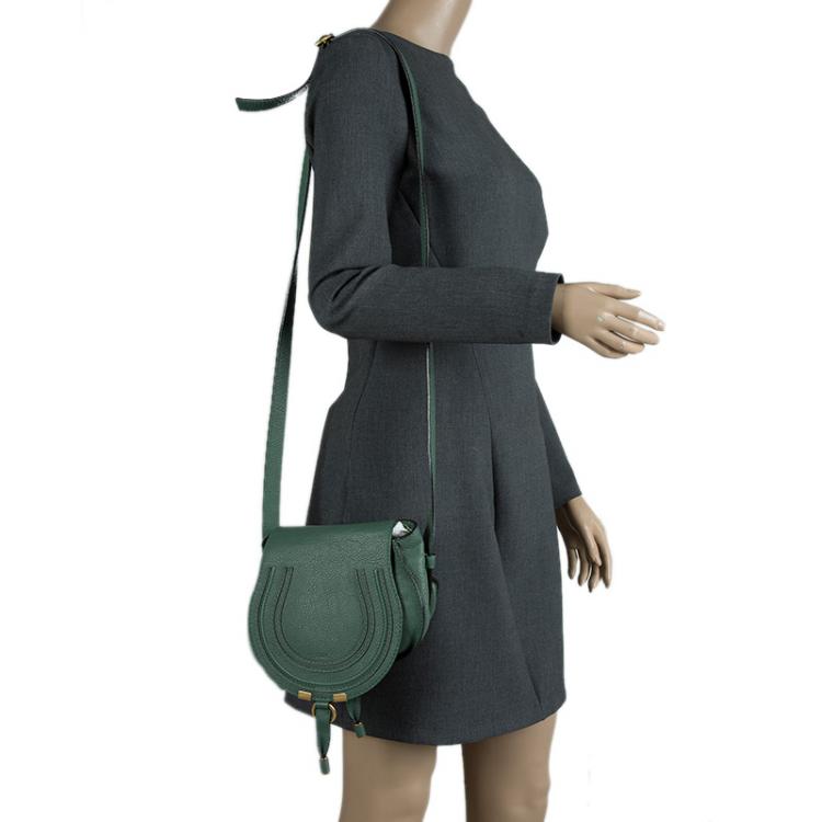 Pre Owned Chloe Green Leather Mini Marcie Crossbody Bag
