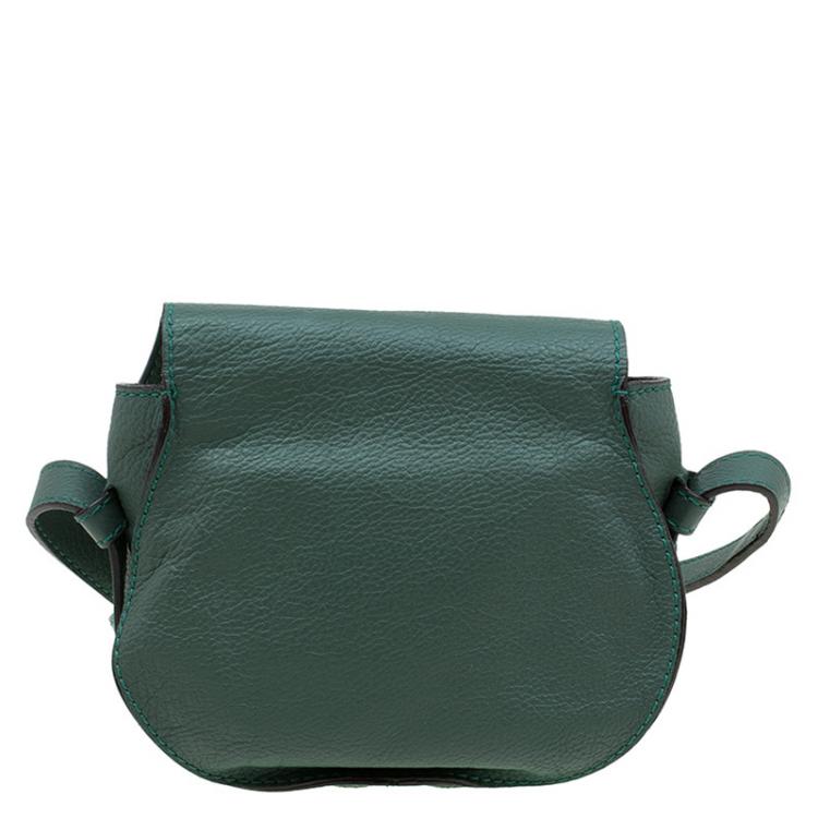 Pre Owned Chloe Green Leather Mini Marcie Crossbody Bag