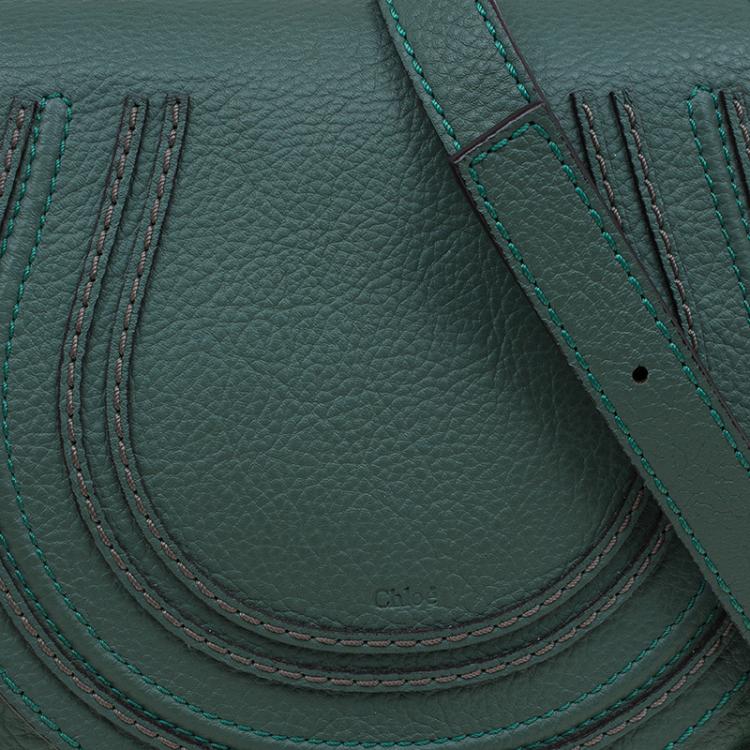 Pre Owned Chloe Green Leather Mini Marcie Crossbody Bag